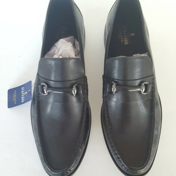 Stafford Fathom Black Leather Moccasin Shoes